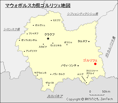 マウォポルスカ県ゴルリツェ地図