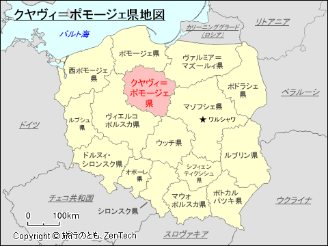 クヤヴィ＝ポモージェ県地図