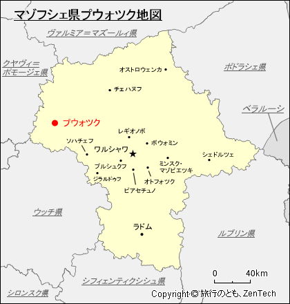 マゾフシェ県プウォツク地図