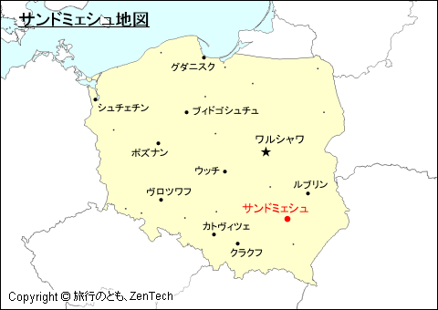 ポーランドにおけるサンドミェシュ地図