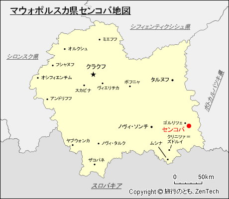 マウォポルスカ県センコバ地図