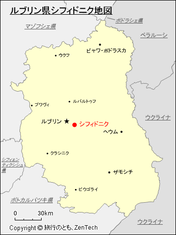 ルブリン県シフィドニク地図