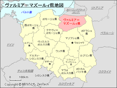 ヴァルミア＝マズールィ県地図