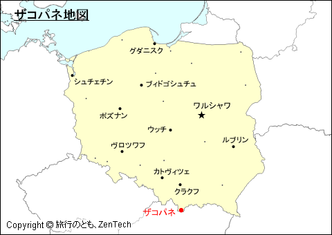 ポーランド ザコパネ地図 旅行のとも Zentech