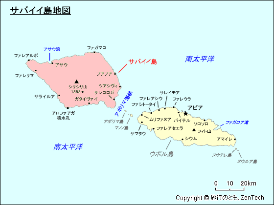 サモイ独立国サバイイ島地図