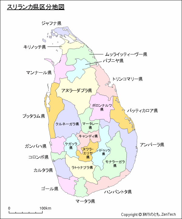 スリランカ県区分地図
