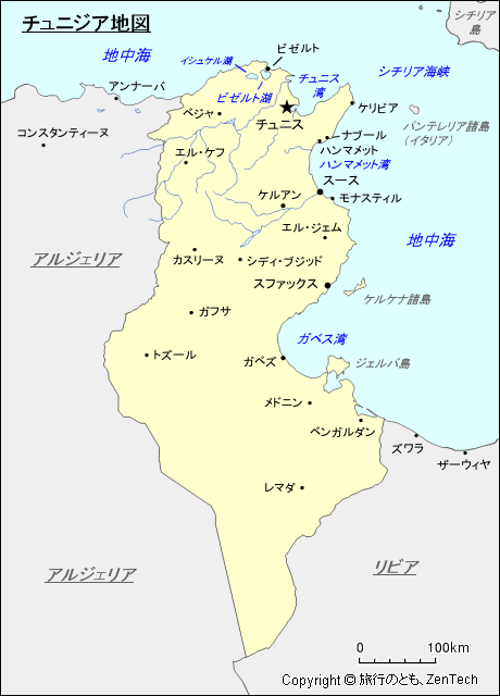 チュニジア地図