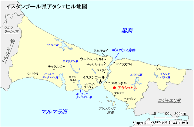 イスタンブール県アタシェヒル地図