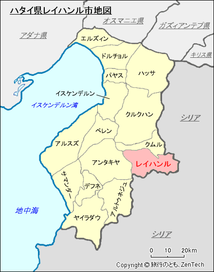 ハタイ県レイハンル市地図