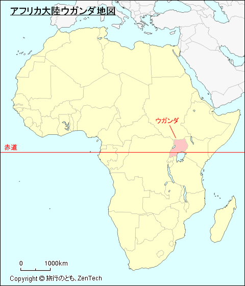 アフリカ大陸ウガンダ地図