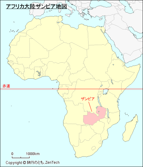 アフリカ大陸ザンビア地図