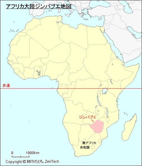 アフリカ大陸ジンバブエ地図