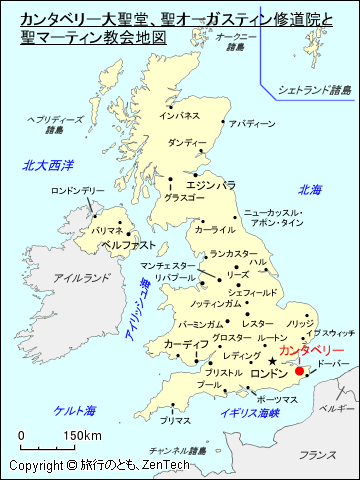 カンタベリー大聖堂、聖オーガスティン修道院と聖マーティン教会地図