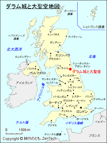 ダラム城と大聖堂地図