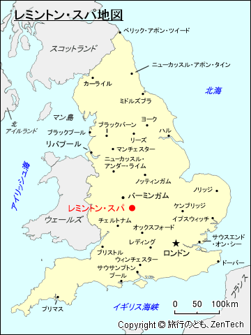 レミントン・スパ地図