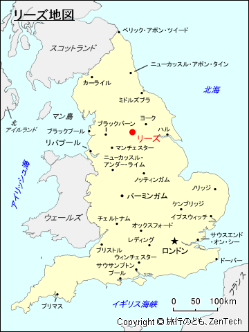 イングランド・リーズ地図