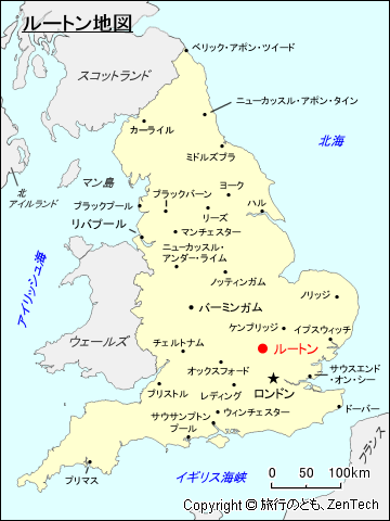 イングランド・ルートン地図
