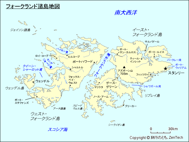 フォークランド諸島地図