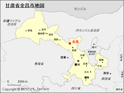 甘粛省金昌市地図