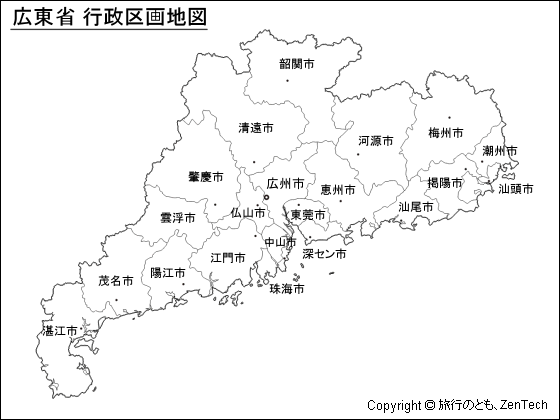 広東省 行政区画地図