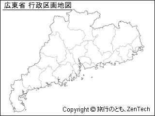 広東省 行政区画地図（小サイズ）