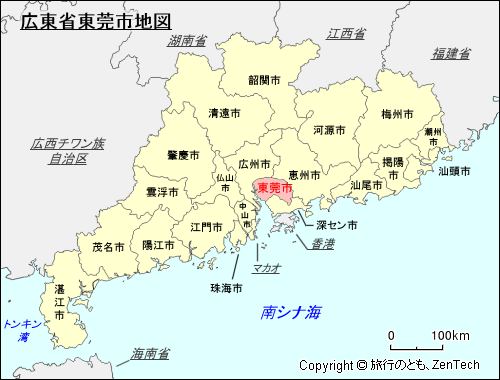 広東省東莞市地図