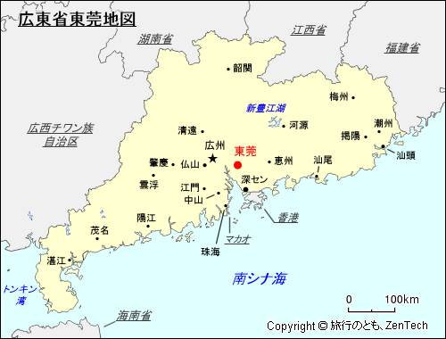 広東省東莞地図