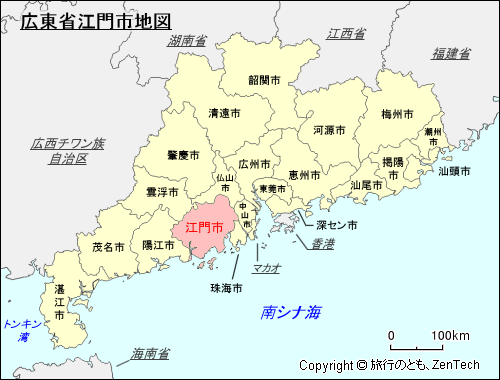 広東省江門市地図