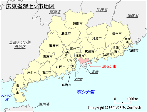 広東省深セン市地図
