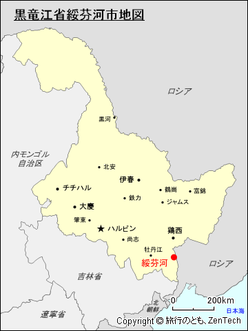 黒竜江省綏芬河市地図