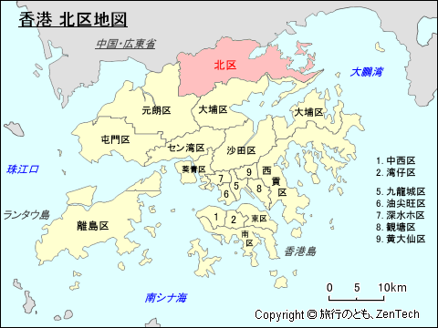 香港 北区地図