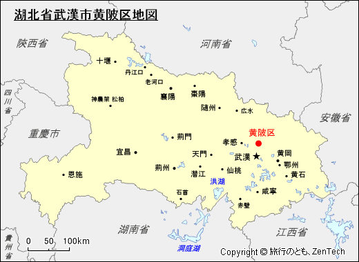 湖北省武漢市黄陂区地図