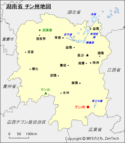 湖南省 チン州地図