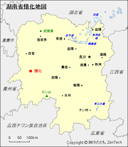 湖南省 懐化地図
