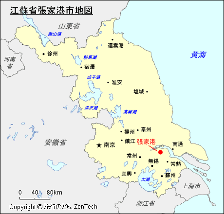 江蘇省張家港市地図