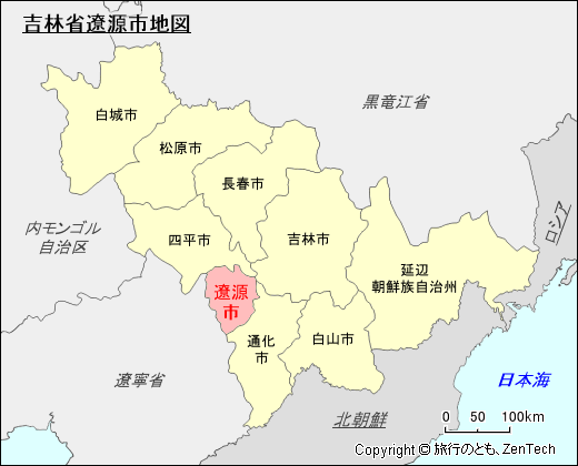 吉林省遼源市地図
