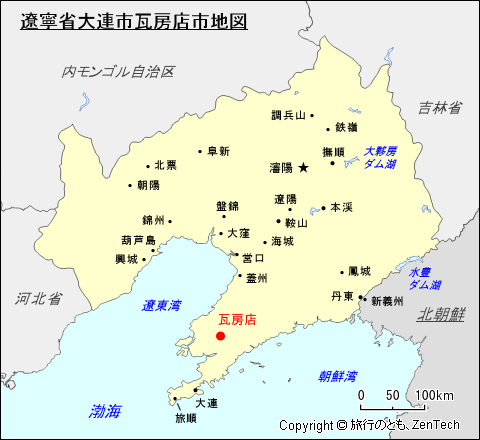 遼寧省大連市瓦房店市地図