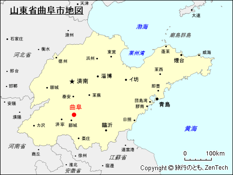 山東省曲阜市地図