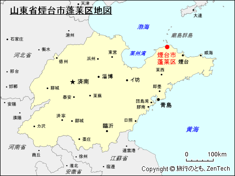 山東省煙台市蓬莱区市地図