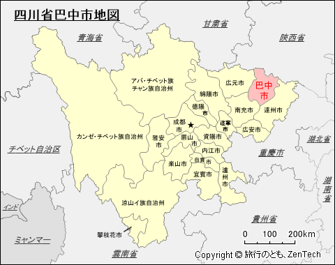 四川省巴中市地図
