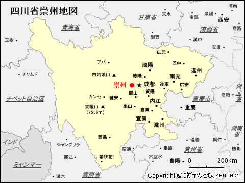 四川省崇州地図