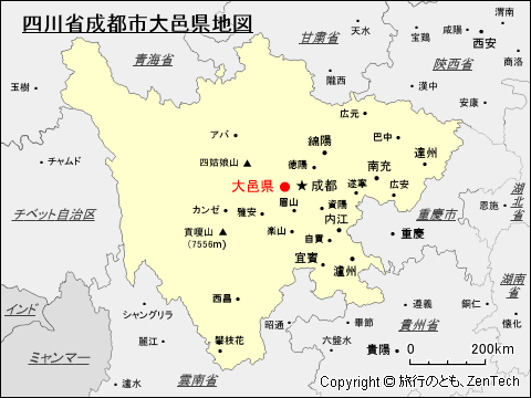 四川省成都市大邑県地図