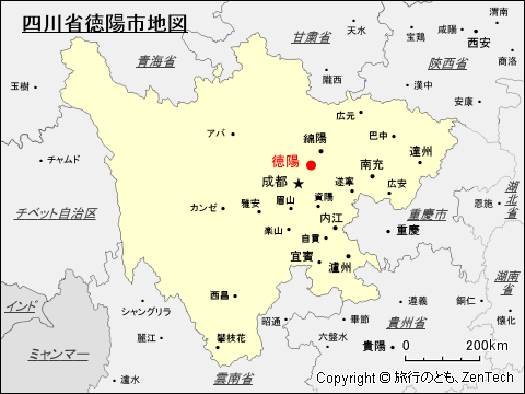 四川省徳陽地図