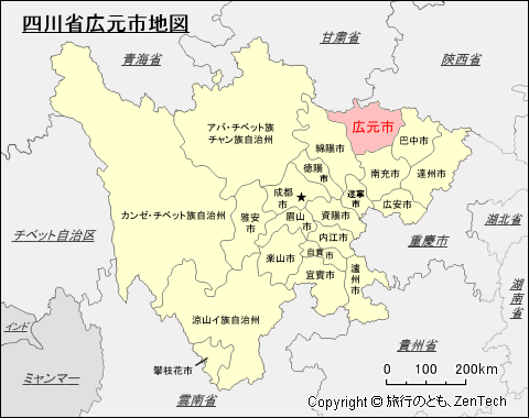 四川省広元市地図