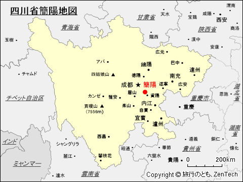 四川省簡陽地図