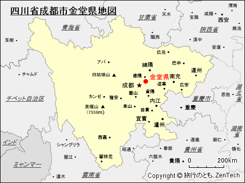 四川省成都市金堂県地図