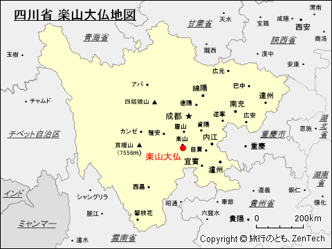 四川省 楽山大仏地図