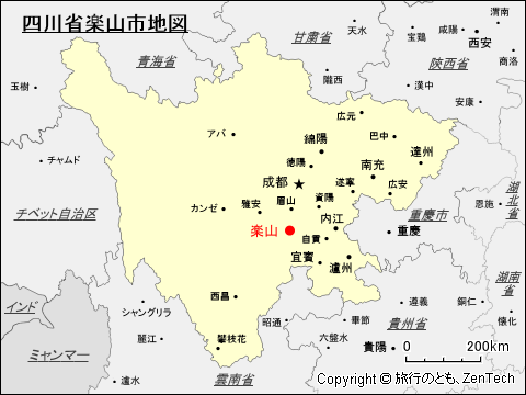 四川省楽山地図