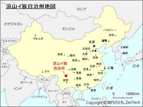 涼山イ族自治州地図