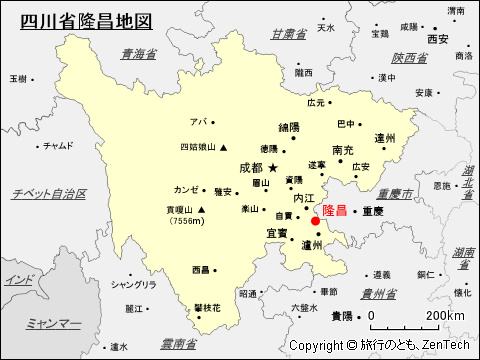 四川省隆昌地図